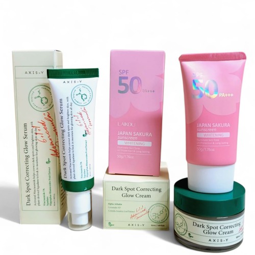 Dark Spot correcting Glow Cream+Dark Spot correcting Glow Serum+Japan sunscreen Combo